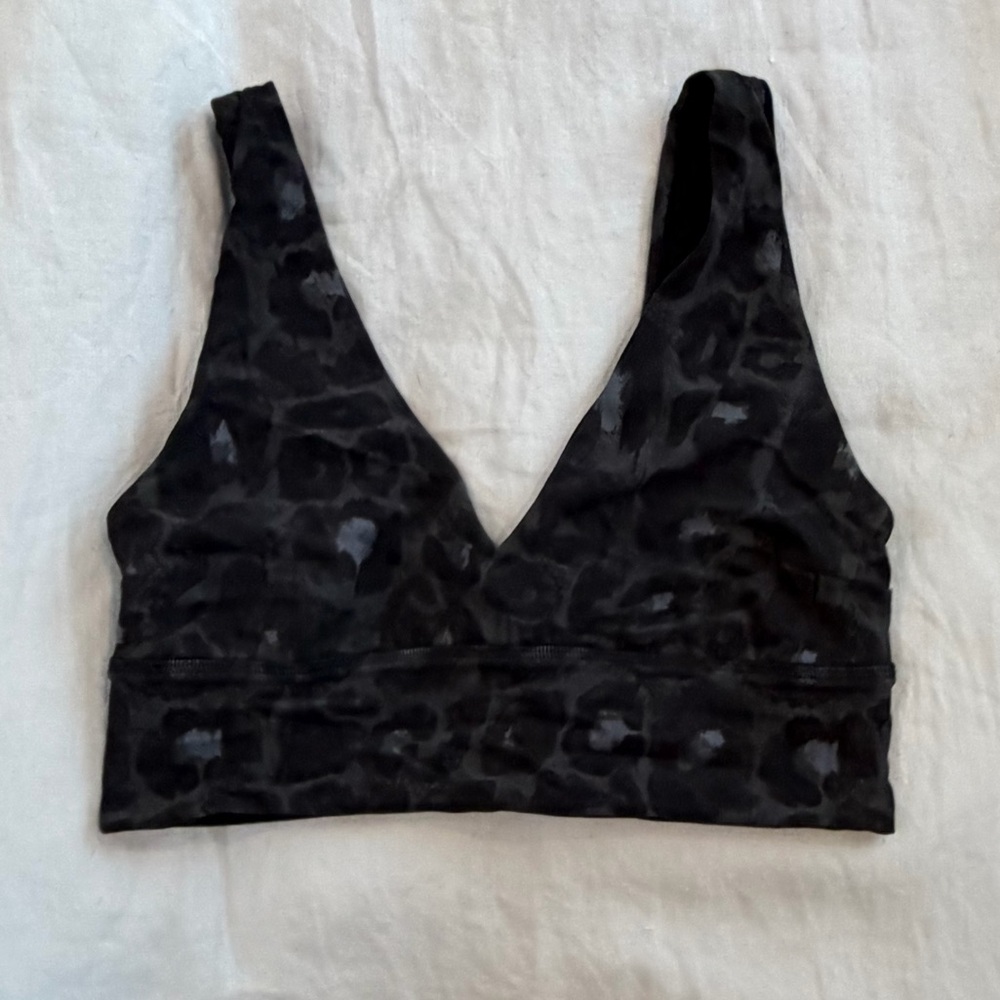 Lululemon Leopard Print Black Crop Top